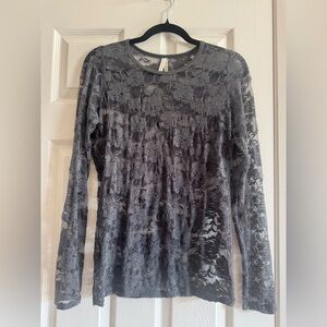 Lace Long Sleeve Top - Gray